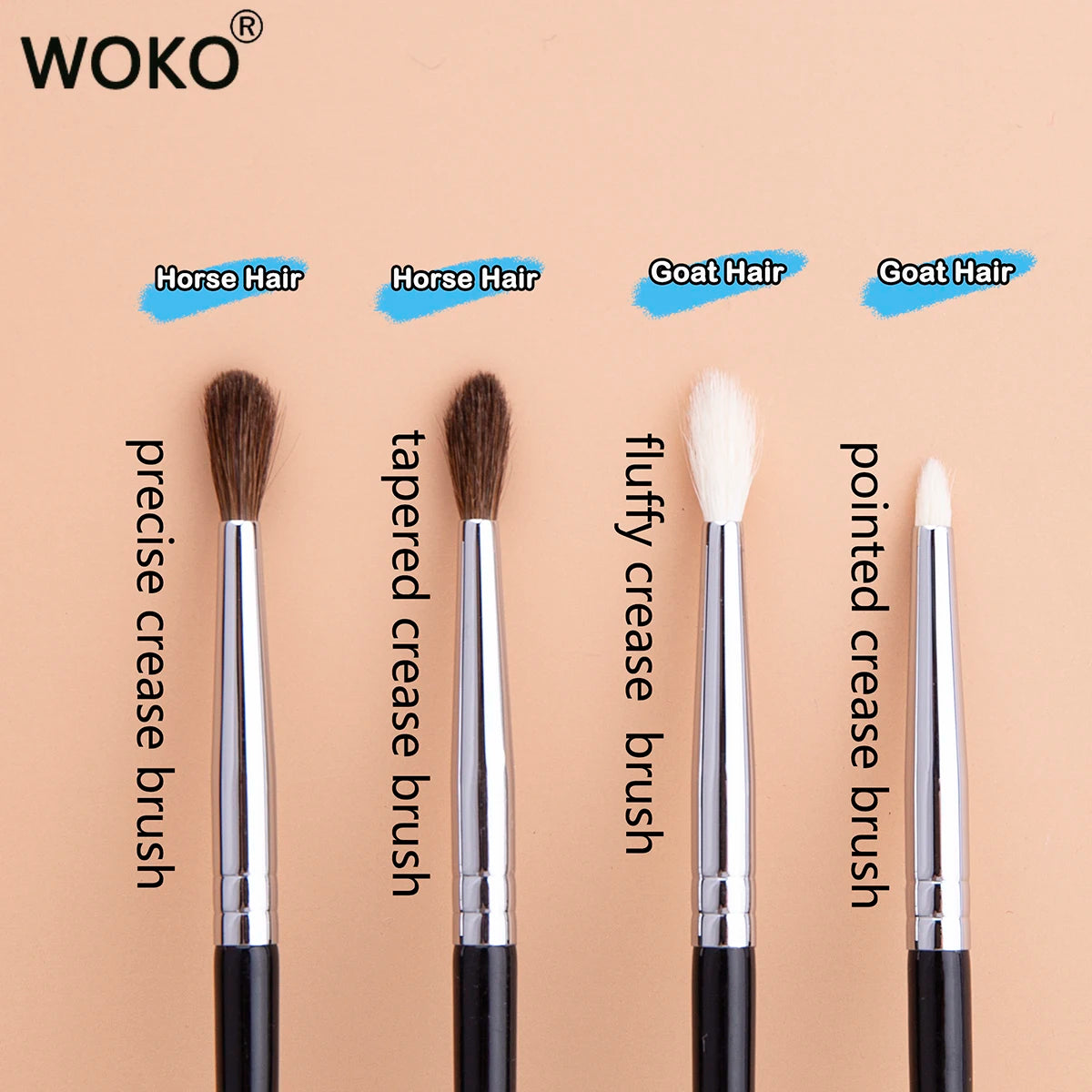 Small Crease Brush Fluffy Goat Hair / Horse Hair Precise Tapered Crease Makeup Tool Mini Pointed Eyeshadow Blending Makeup Brush