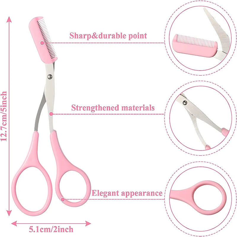 Eyebrow Trimmer Scissor Beauty Products for Women Eyebrow Scissors with Comb Stainless Steel Eyebrow Razors  Makeup Tools