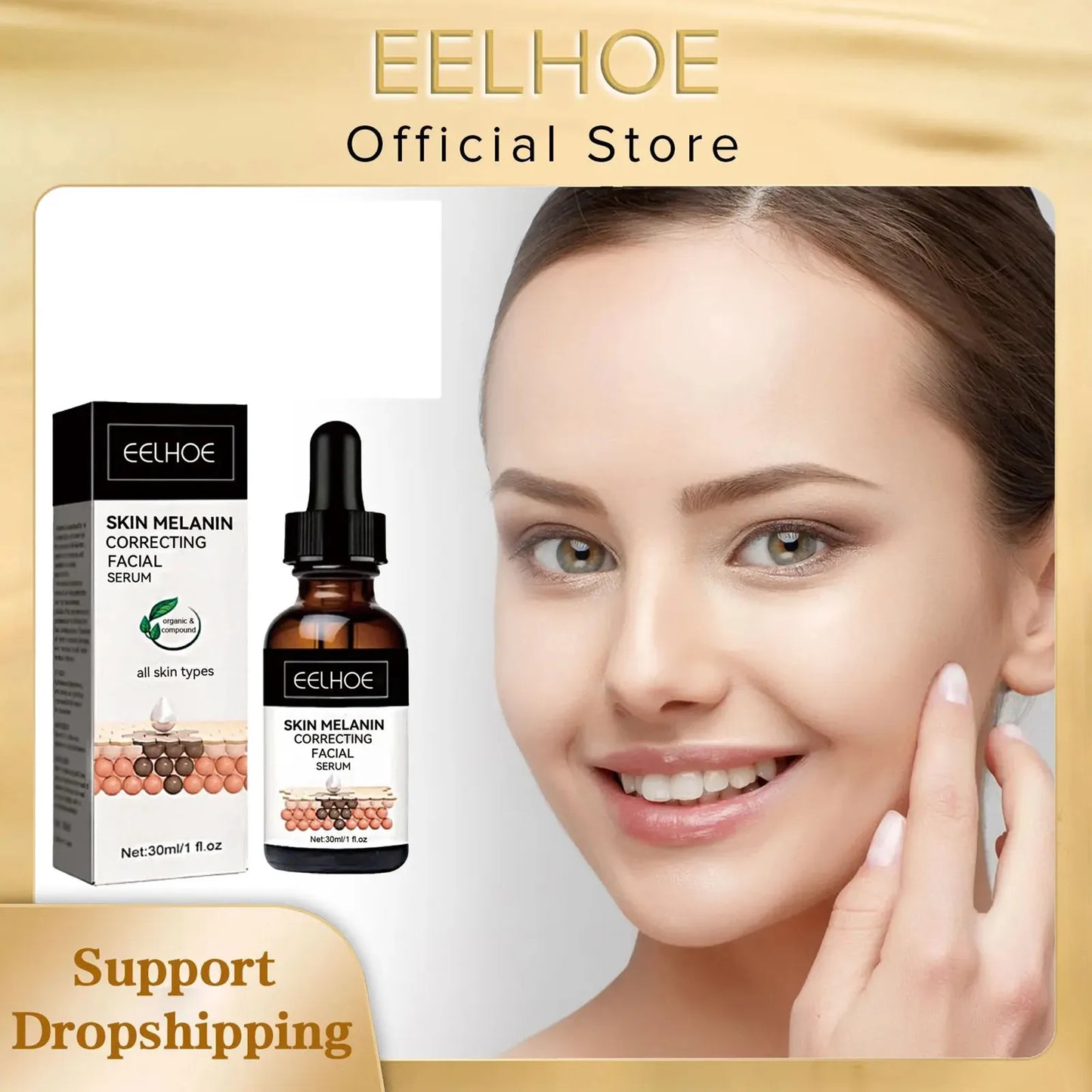 EELHOE Melanin Correcting Serum Fade Dark Spots Anti Freckle Melasma Remover Lightening Pigment Blemish Vitamin C Face Essence