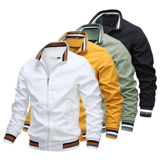 Men Windbreaker Jacket White Casual Jacket Fashion Men Outdoor Waterproof Sports Coat Spring Summer Bomber jacket Men Clothing