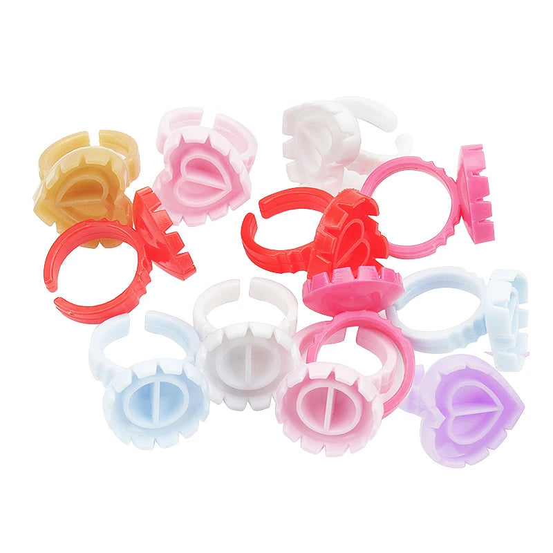 100 Pcs Disposable Eyelash Glue Ring Cup Tattoo Pigment Holder Container Makeup For Women Lash Extension Supplies Tools