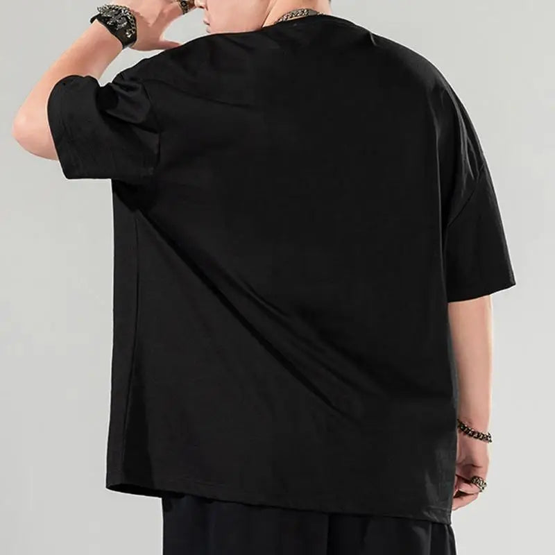 Men Oversized Tees Plus Size 4XL 5XL 6XL 7XL Printed T-shirt for 110-175kg Summer Cotton T-shirt Round Neck Short Sleeve Tops