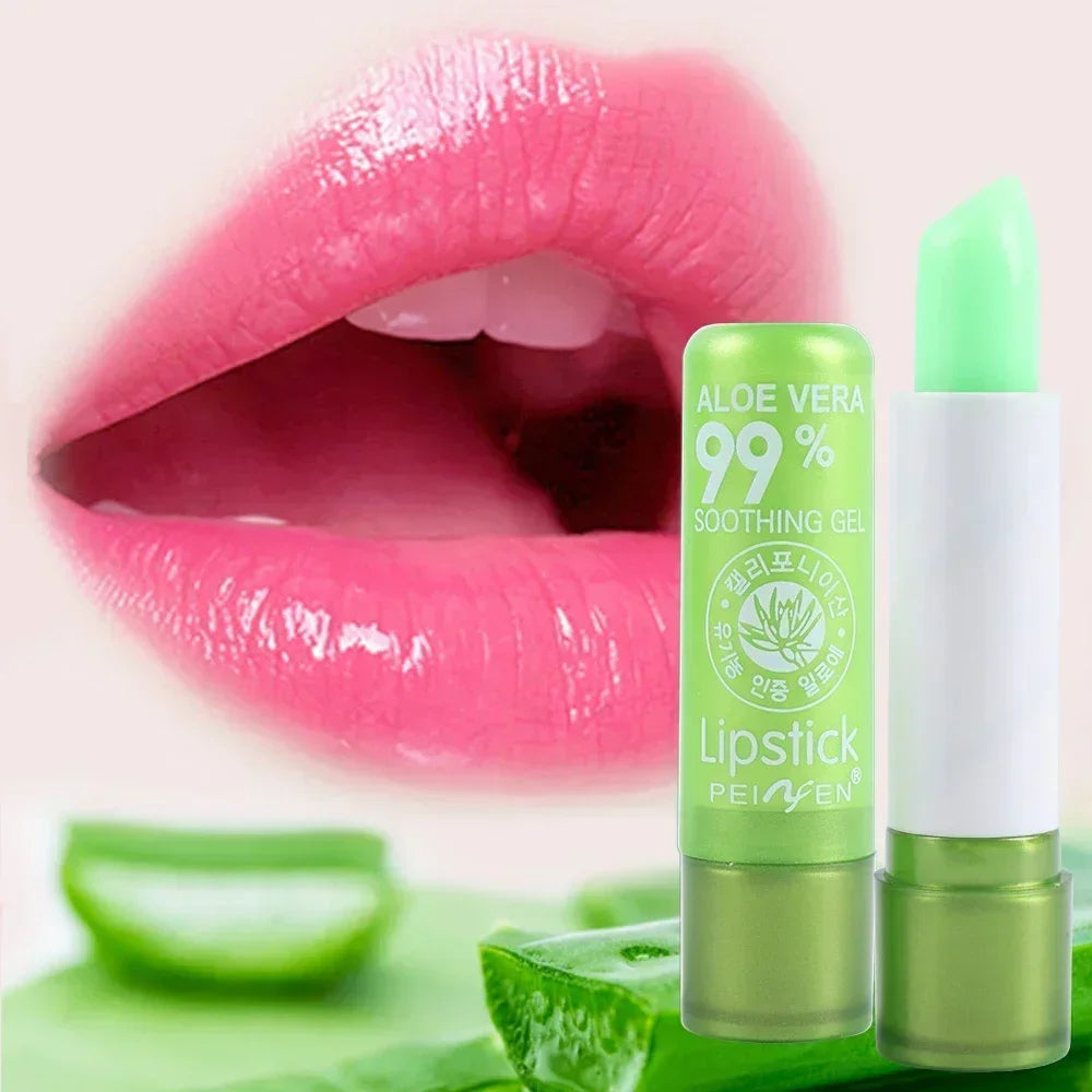 Natural Aloe Vera Moisturizing Lip Balm Color Changing Lipstick Lasting Nourishing Lipsticks Lips Care Korean Makeup Cosmetics