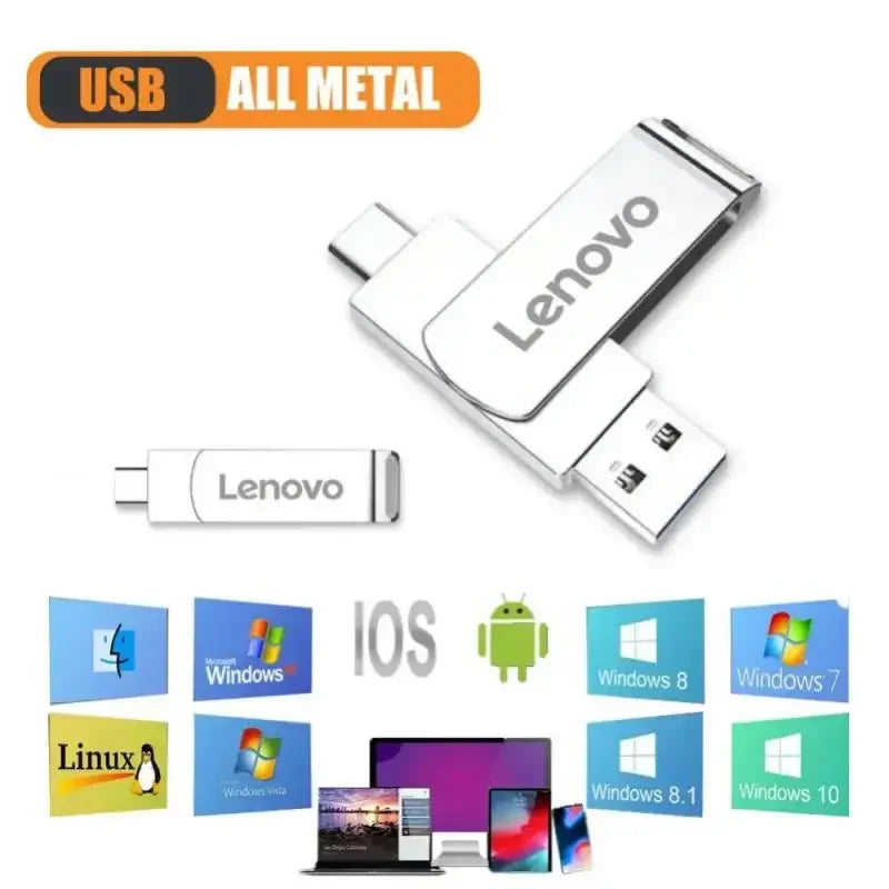 Lenovo Metal 2TB USB Disk Flash Drive USB3.0 High Speed File Transfer 16TB 8TB Ultra-large Capacity Waterproof Memoria USB Stick